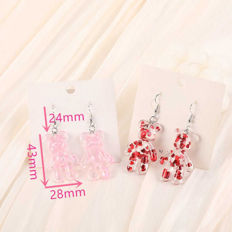 Acrylic glitter pink heart earrings (Minimo de Compra 2) MYA-YueZ006