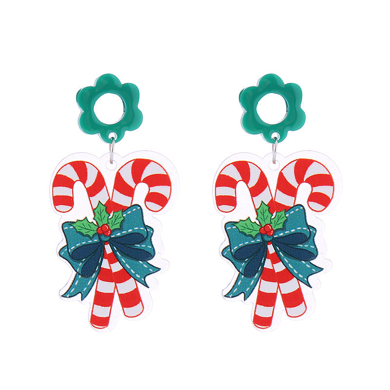 Acrylic Santa Claus Snowflake Earrings (Minimo de Compra 2) MIC-ChouT042