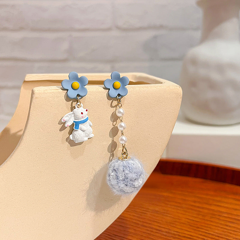 Alloy tassel plush cat earrings MIC-MDD116