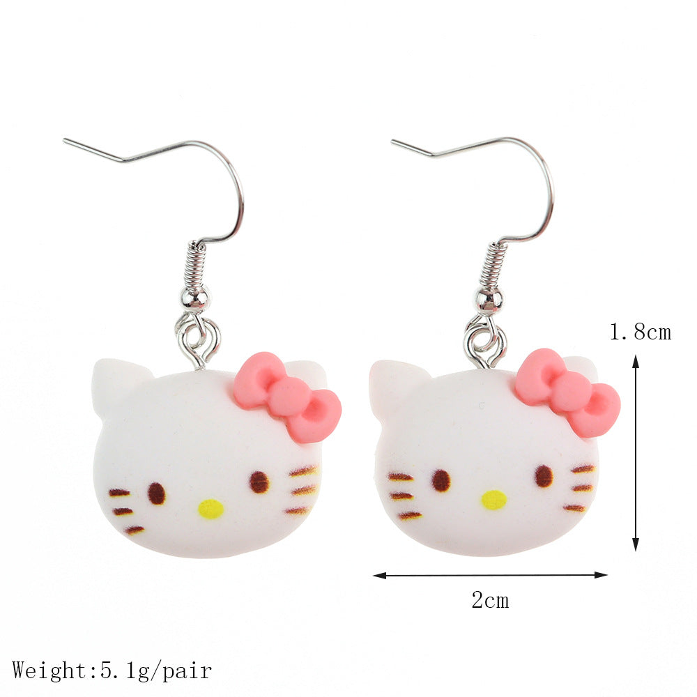 Resin Earrings Cute Cartoon Bear Kitty Kitten (S) niqing026