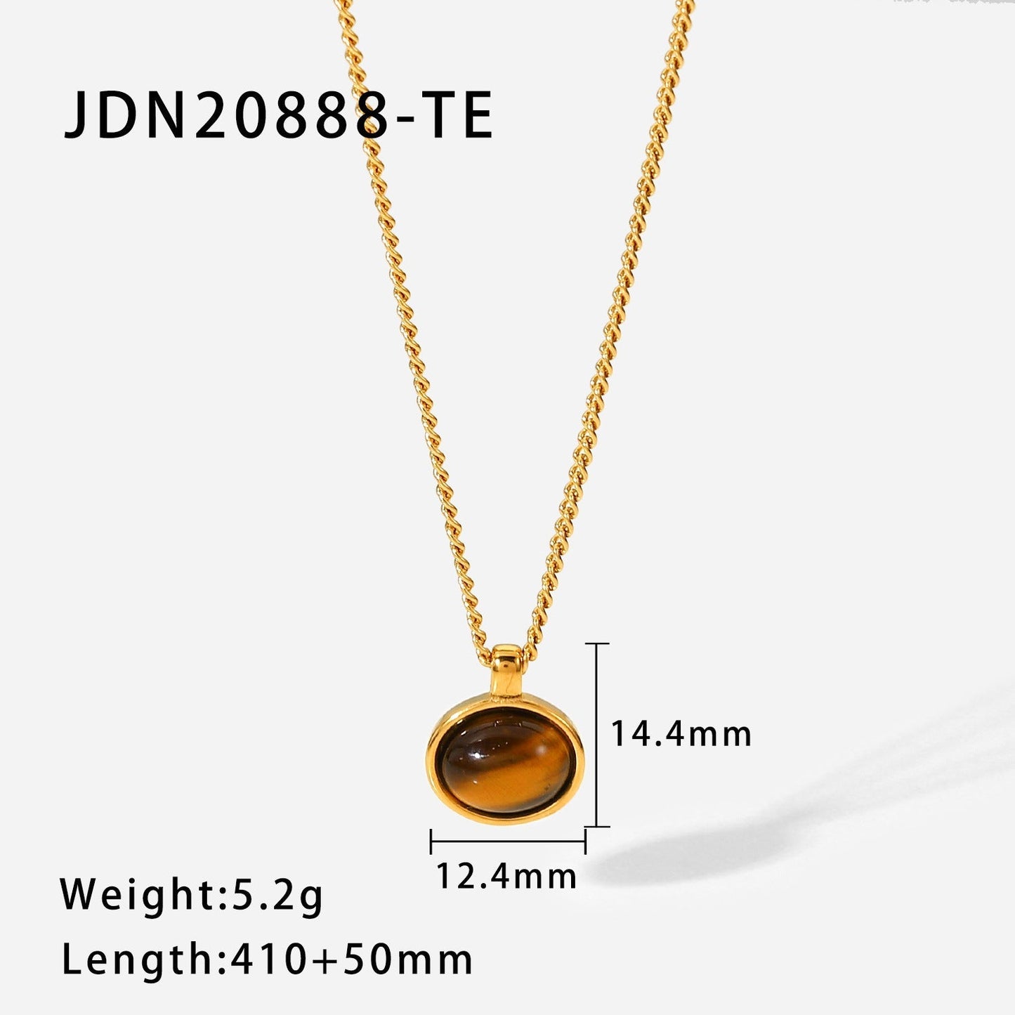 Stainless Steel Gold Plated Natural Stone Necklace MIC-JieD015