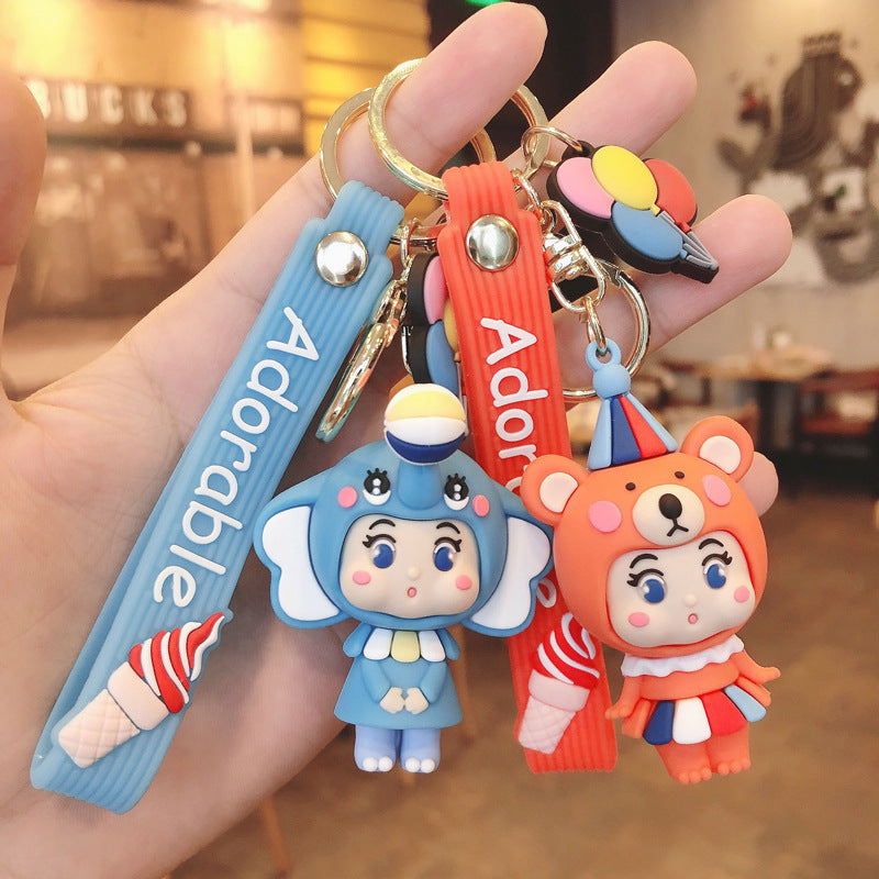 PVC cartoon circus elephant keychain MIC-FeiR002