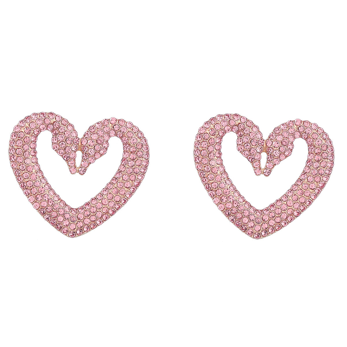 Alloy diamond studded heart-shaped earrings MIC-JiuL014