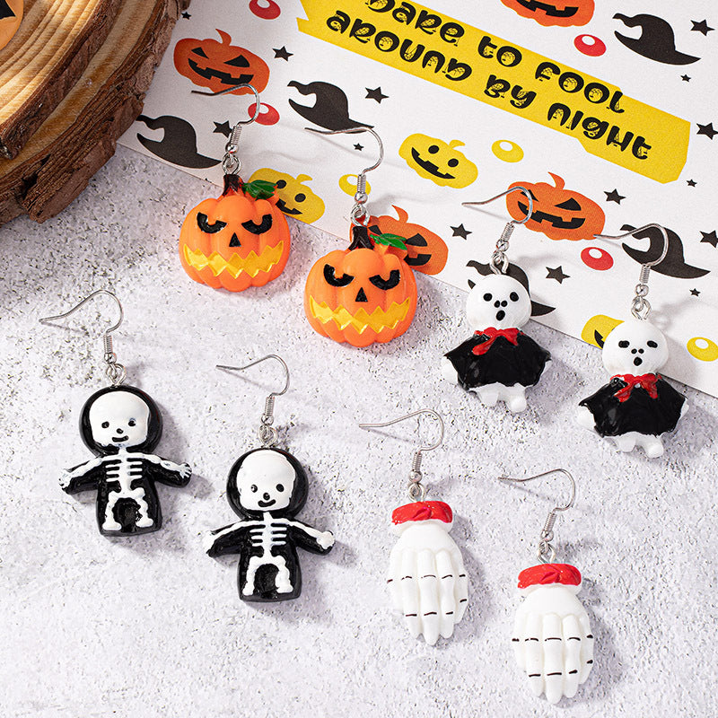 Alloy cartoon funny pumpkin ghost earrings MYA-JLD011