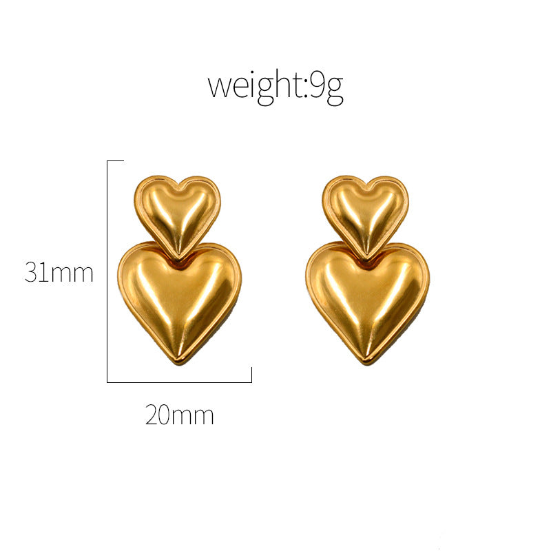 Titanium steel 18K heart-shaped smooth surface minimalist earrings MYA-XuanJ007