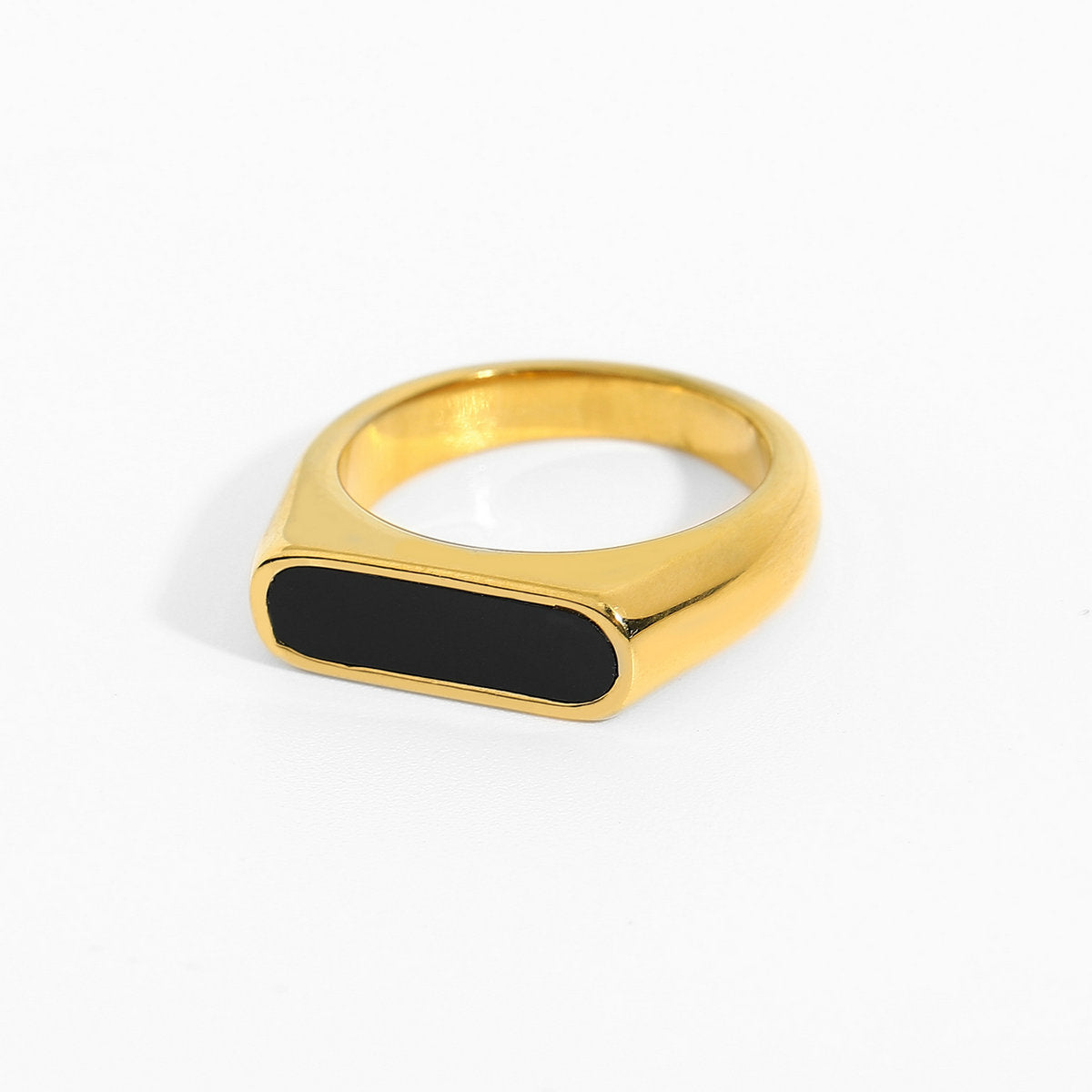 Gold Plated Stainless Steel Croissant Ring MIC-JieD001