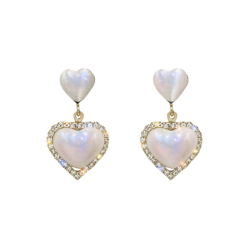 Alloy diamond heart pearl earrings (Minimo de compra 3) MIC-GuanY005