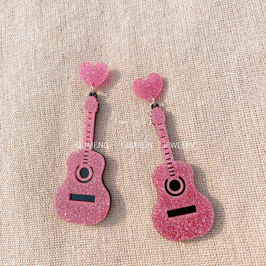 Acrylic guitar earrings (Minimo de Compra 3) MYA-OuG039