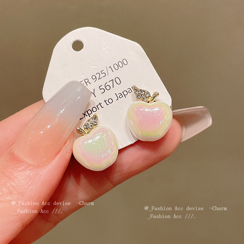 Alloy Diamond Apple Earrings MIC-HuiH003