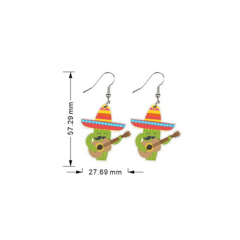 Acrylic chili rainbow horse wine hat earrings MYA-XueP178