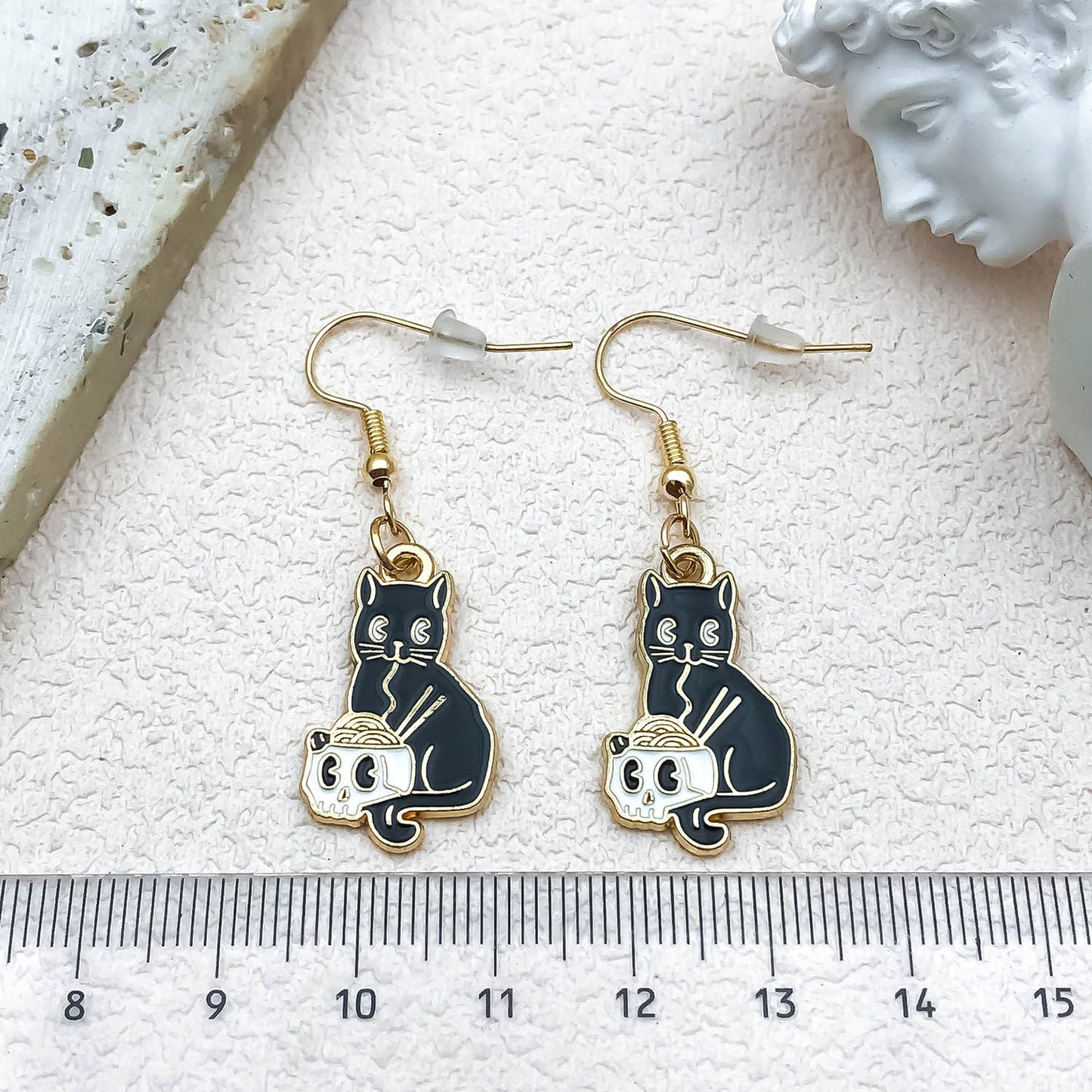 Alloy Halloween Black Cat Skull Earrings (Minimo de compra 5) MIC-OuL008