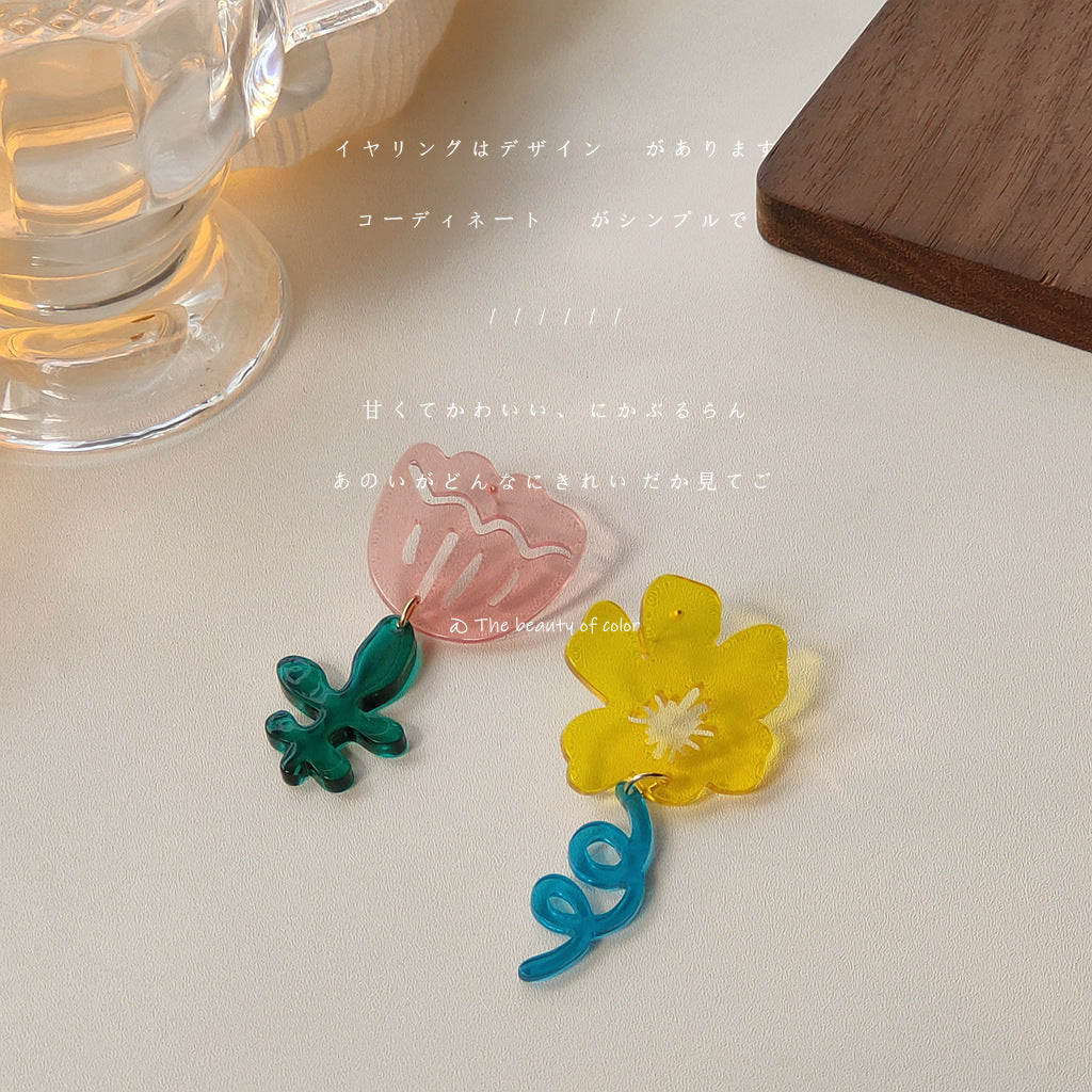 Alloy transparent flower earrings MYA-LiangM010