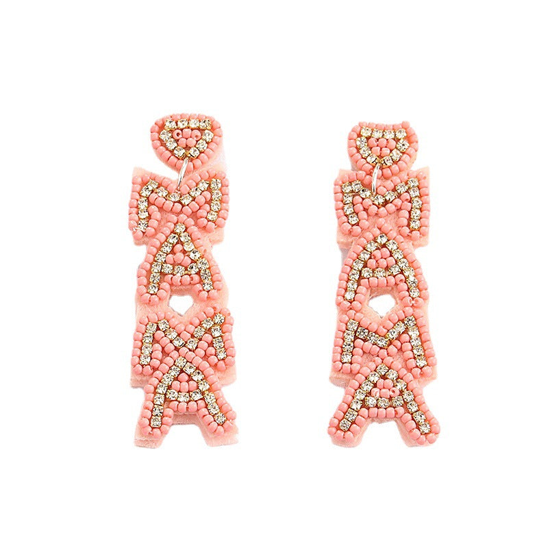 Alloy Bohemian Beaded Mother's Day Earrings (Minimo de compra 6) MIC-ManT004