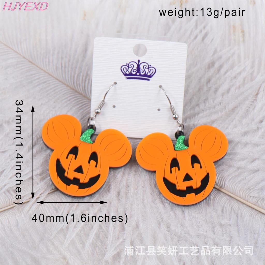 Acrylic Halloween pumpkin earrings (Minimo de compra 5) MIC-XiaoY029