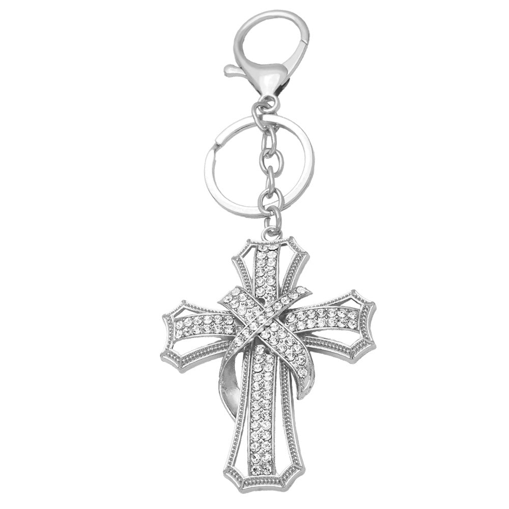 Keychains Metal Rhinestone Cross AS010