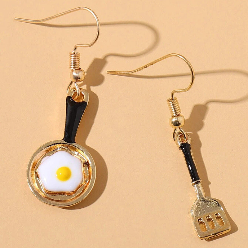 Acrylic frying pan fried egg spatula earrings (Minimo de compra 2) MIC-JianL004