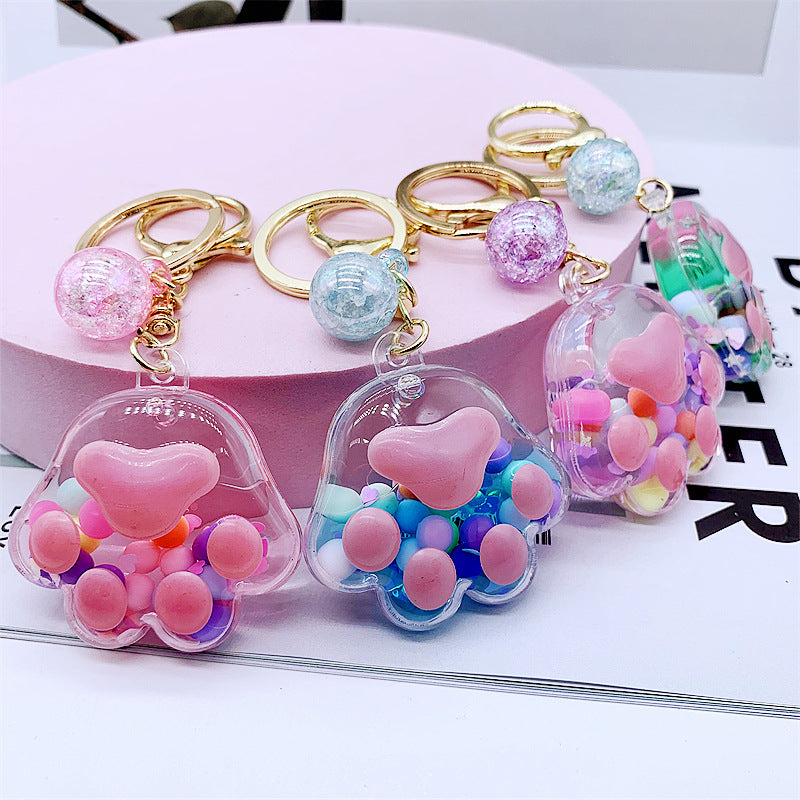 Keychains For Backpacks acrylic sakura cat claw into oil keychain MOQ≥2 DMF011