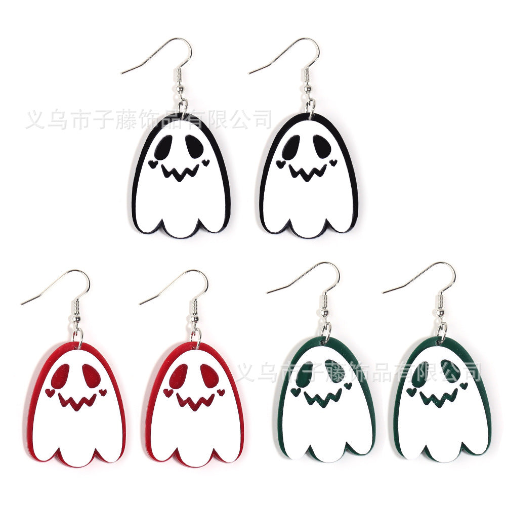 Acrylic Halloween Ghost Earrings (Minimo de Compra 2) MYA-ZiT002