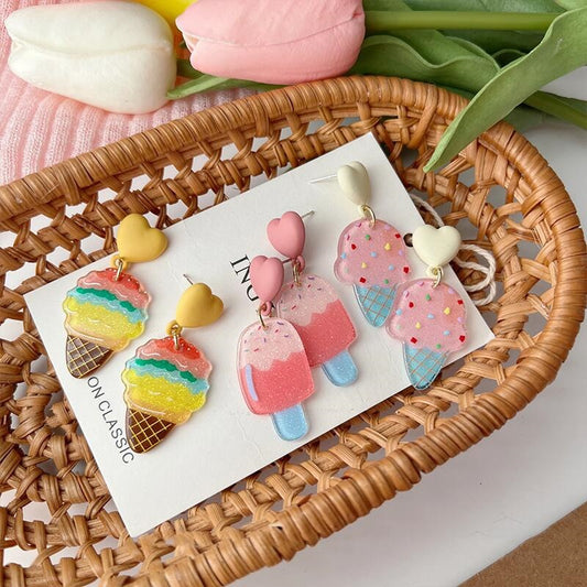 Alloy Pink Ice Cream Earrings MIC-AXing007