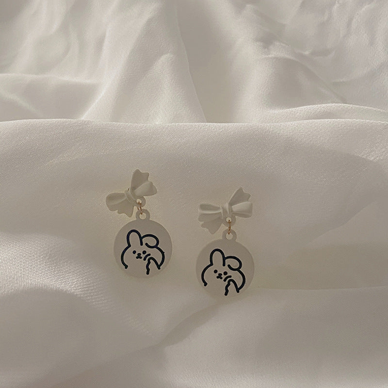 Acrylic Bowknot Rabbit Earrings MIC-ErY003