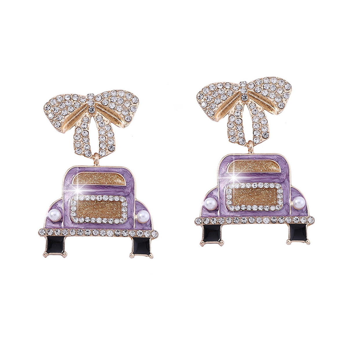 Alloy Full Diamond Fresh Bow Earrings MIC-YueL021