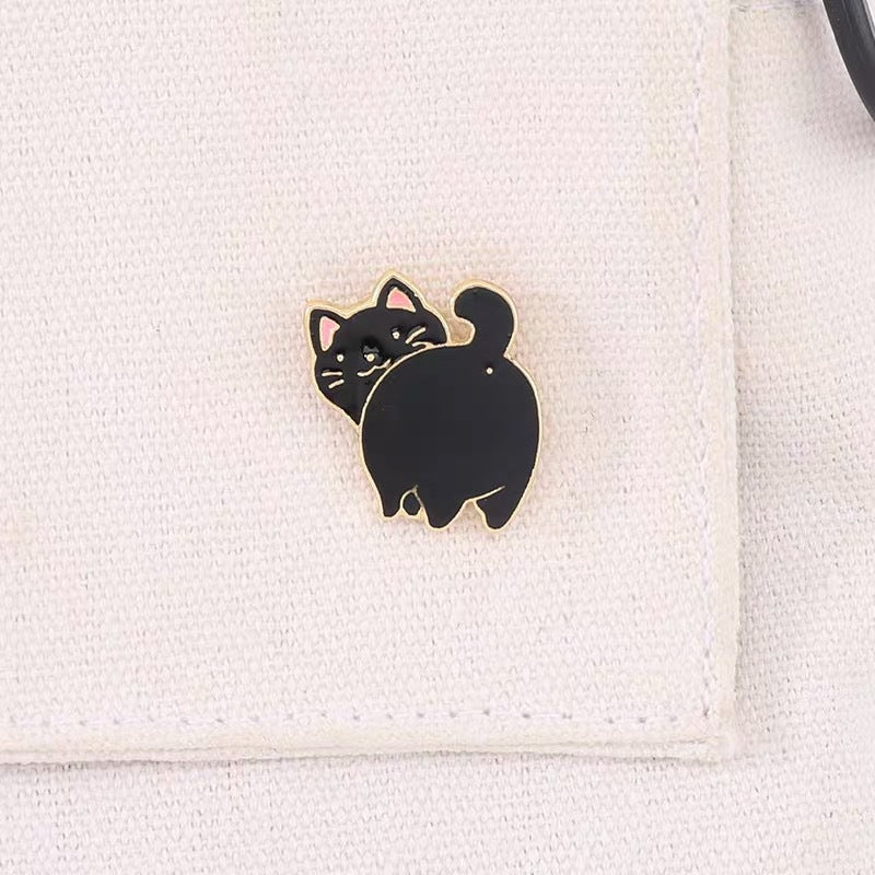 Alloy cute black and white kitten brooch MIC-KaL025