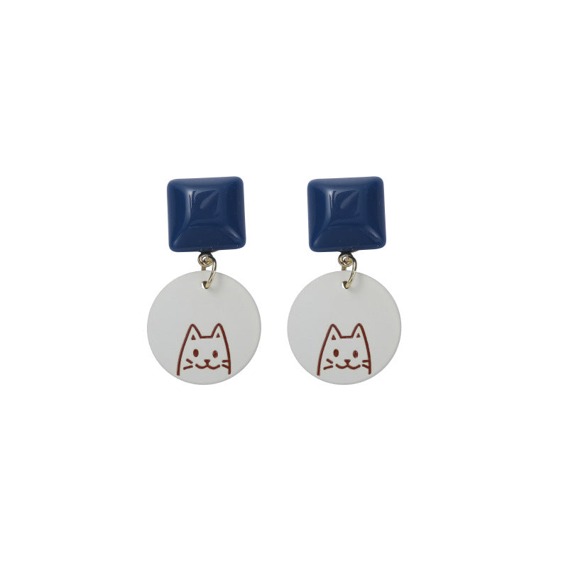 S925 Silver Pin Cat Personality Geometric Stud Earrings MIC-KGG029