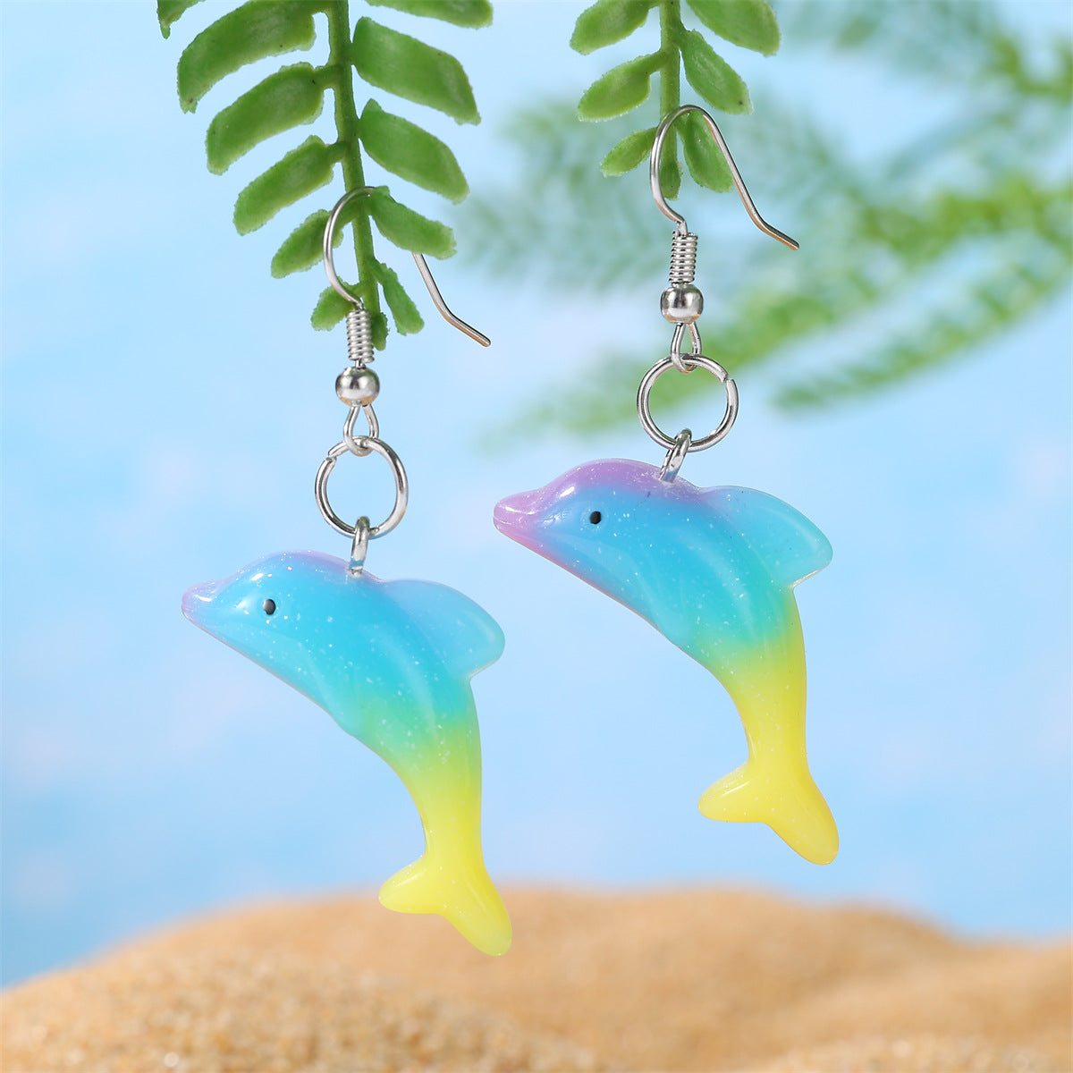 Alloy gradient little dolphin earrings MIC-JiaY013