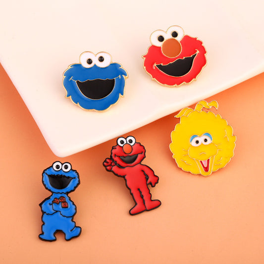 Alloy Cute Sesame Street Elm Bird Brooch MIC-QiSen016