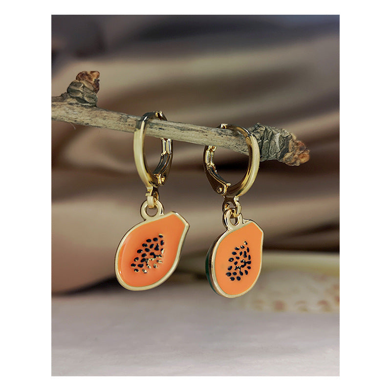 Alloy cartoon papaya earrings (Minimo de compra 3) MIC-MeiY001