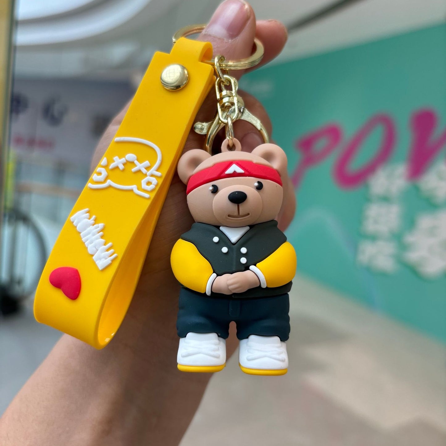 PVC cartoon cross dressing teddy bear keychain MIC-PengY052