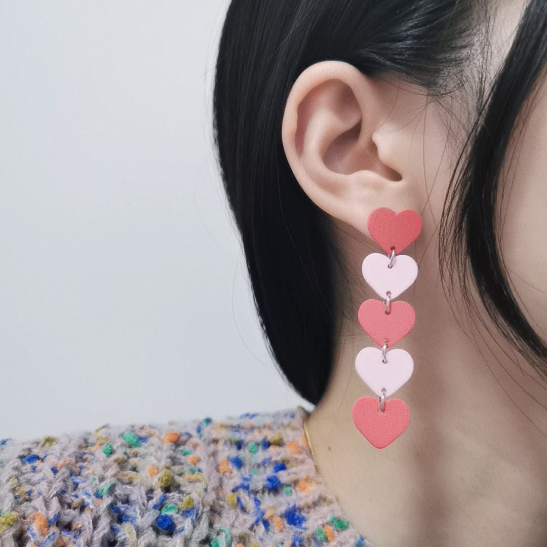 Acrylic pink sequin love letter earrings (Minimo de Compra 2) MIC-QingM019