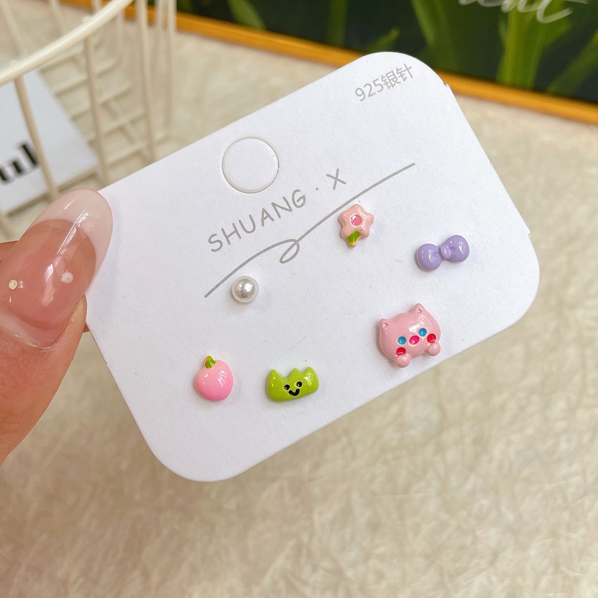 Alloy small fresh cartoon three piece earring set MIC-ShuangX048