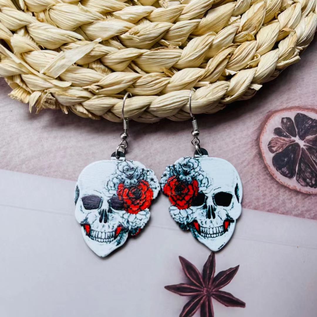 Acrylic Rose Skeleton Earrings MYA-ChiC025