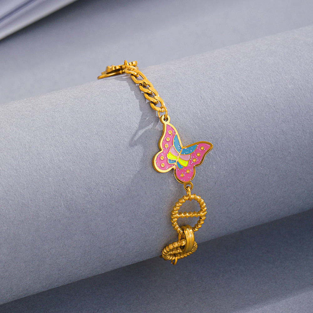 Stainless Steel Gold Plated Butterfly Bracelet （Minimo de compra 2） MIC-chenH018