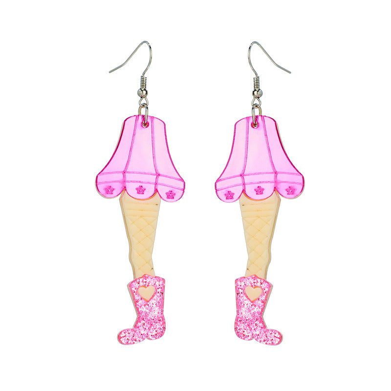 Acrylic Sparkling Pink Boots Earrings MYA-XiY004