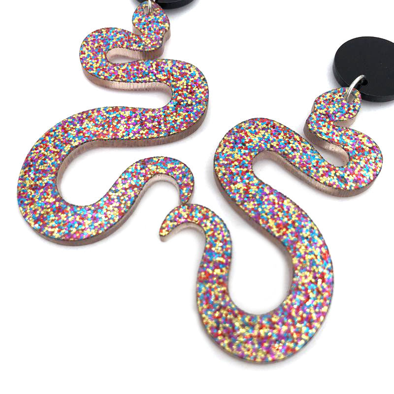 Acrylic Pastel Long Snake Earrings MIC-QiuG006