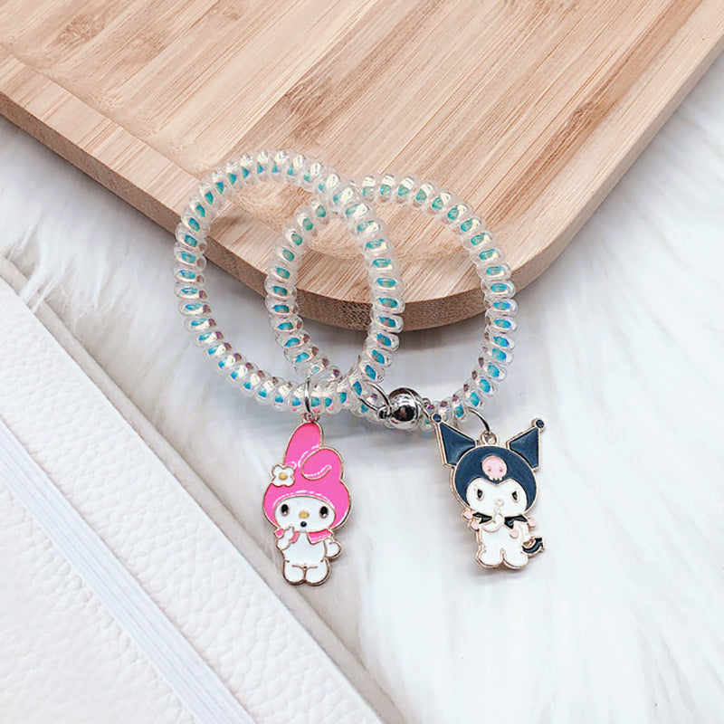 magnet hair ring telephone wire rope cartoon rubber band bracelet (F) WeiY012