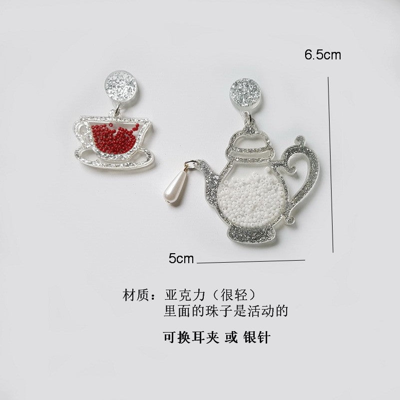 Acrylic teapot teacup earrings MYA-XueP116