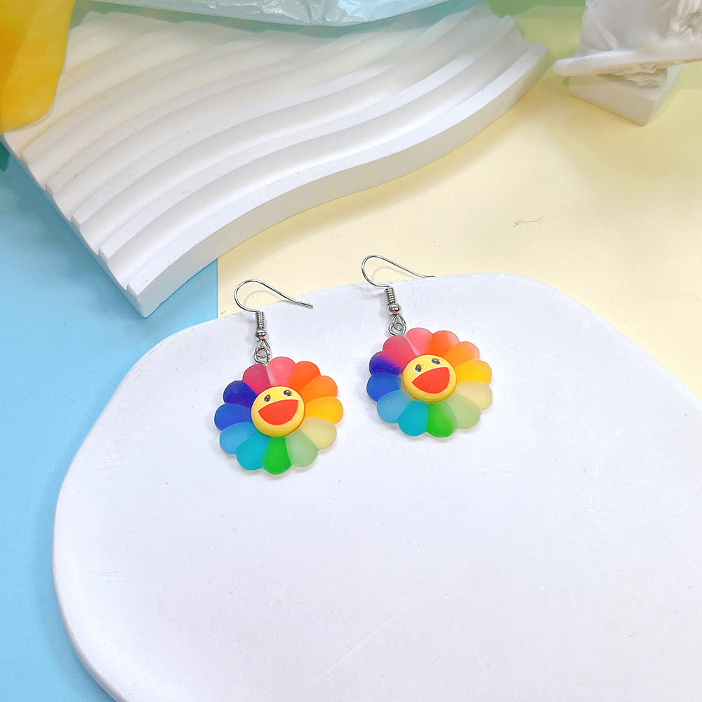 Acrylic New Sunflower Color Earrings PinH012