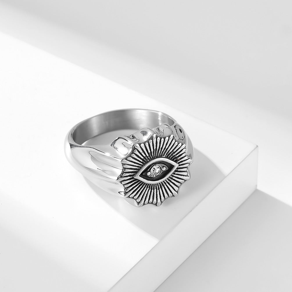 Ring Stainless Steel Eyes Titanium Steel Men PREMQIANF009