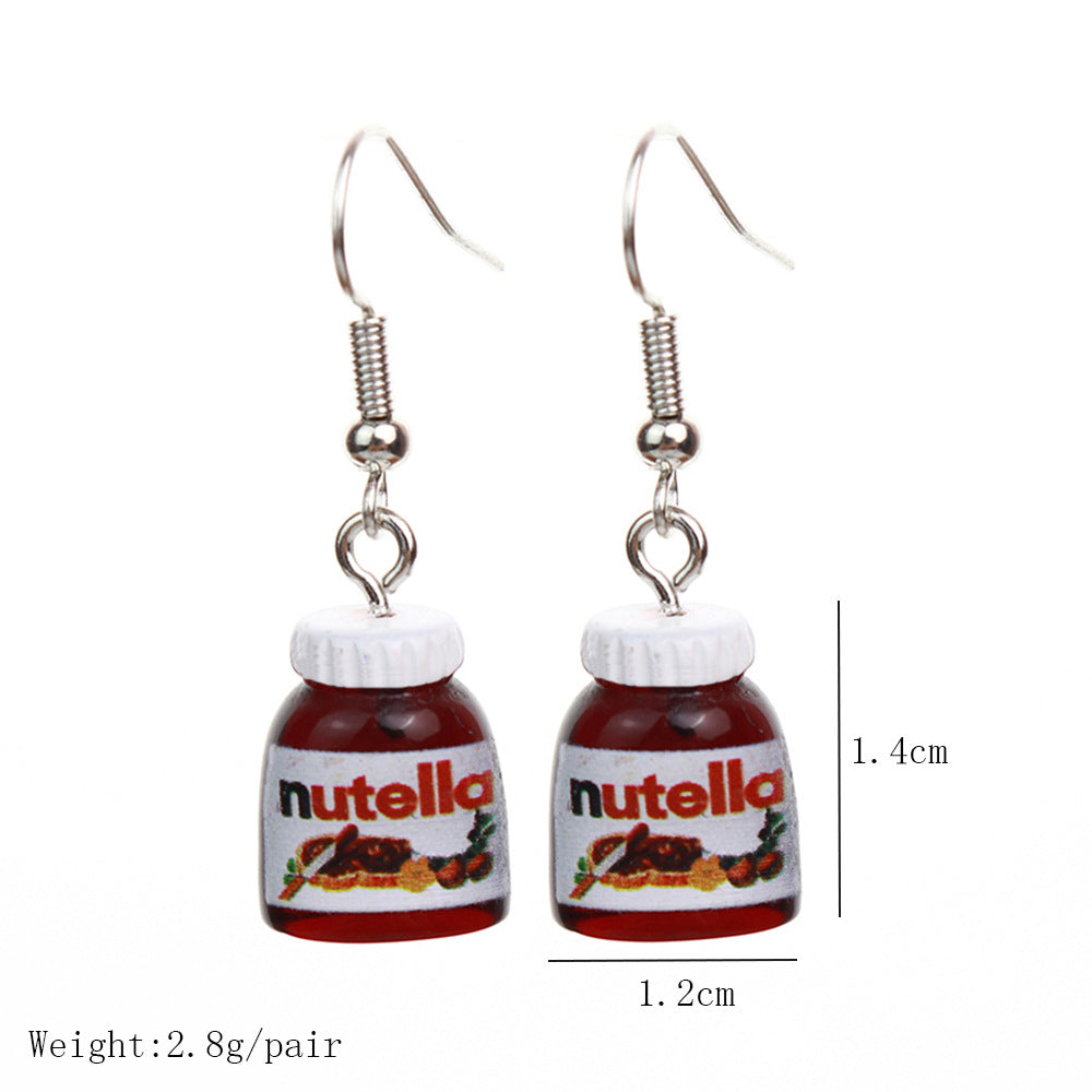 Resin Earrings Fun Cute Peanut Butter Chocolate Sauce Three-dimensional MIC-niqing017