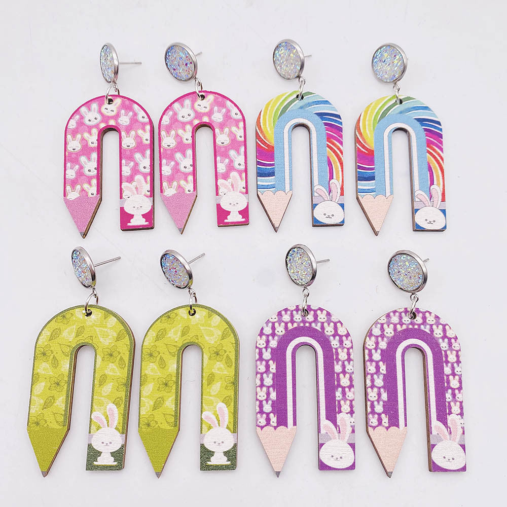 Alloy U-shaped pencil earrings MIC-ChenY006