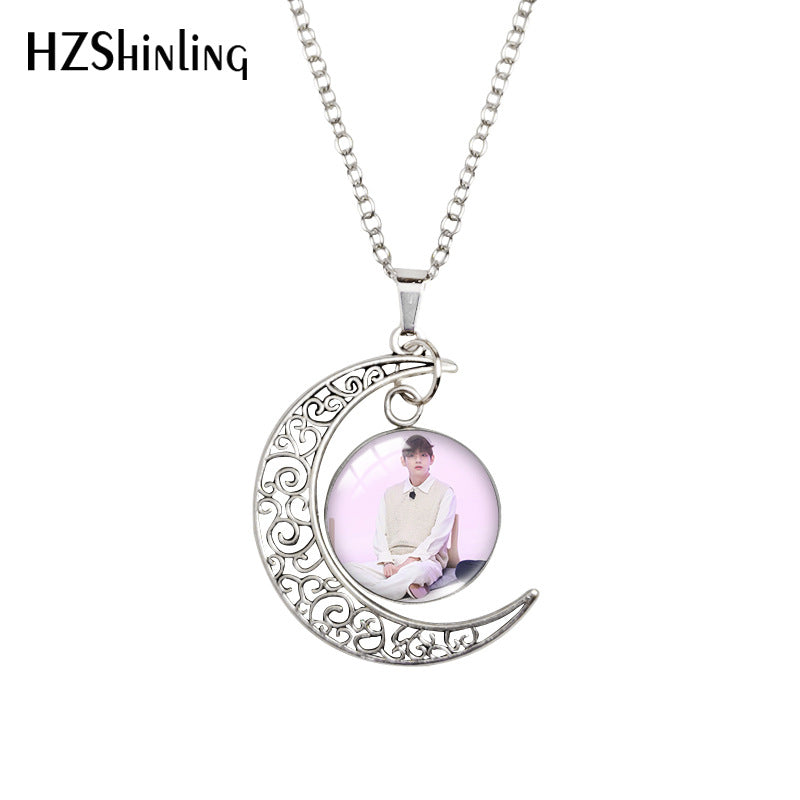 Alloy Moon Time Gem Necklace MYA-XiangL021