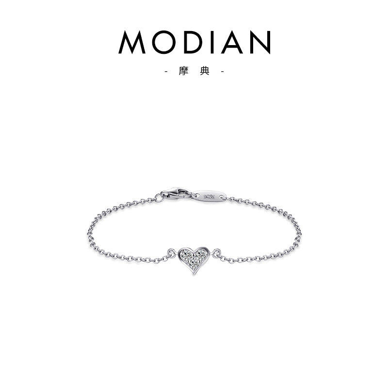 S925 silver delicate heart bracelet MIC-MoD009