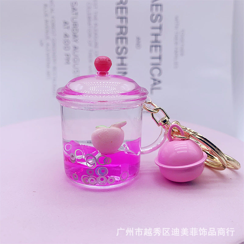 Keychain Acrylic Fruit Floating Quicksand Bottle MOQ≥2 DMF027