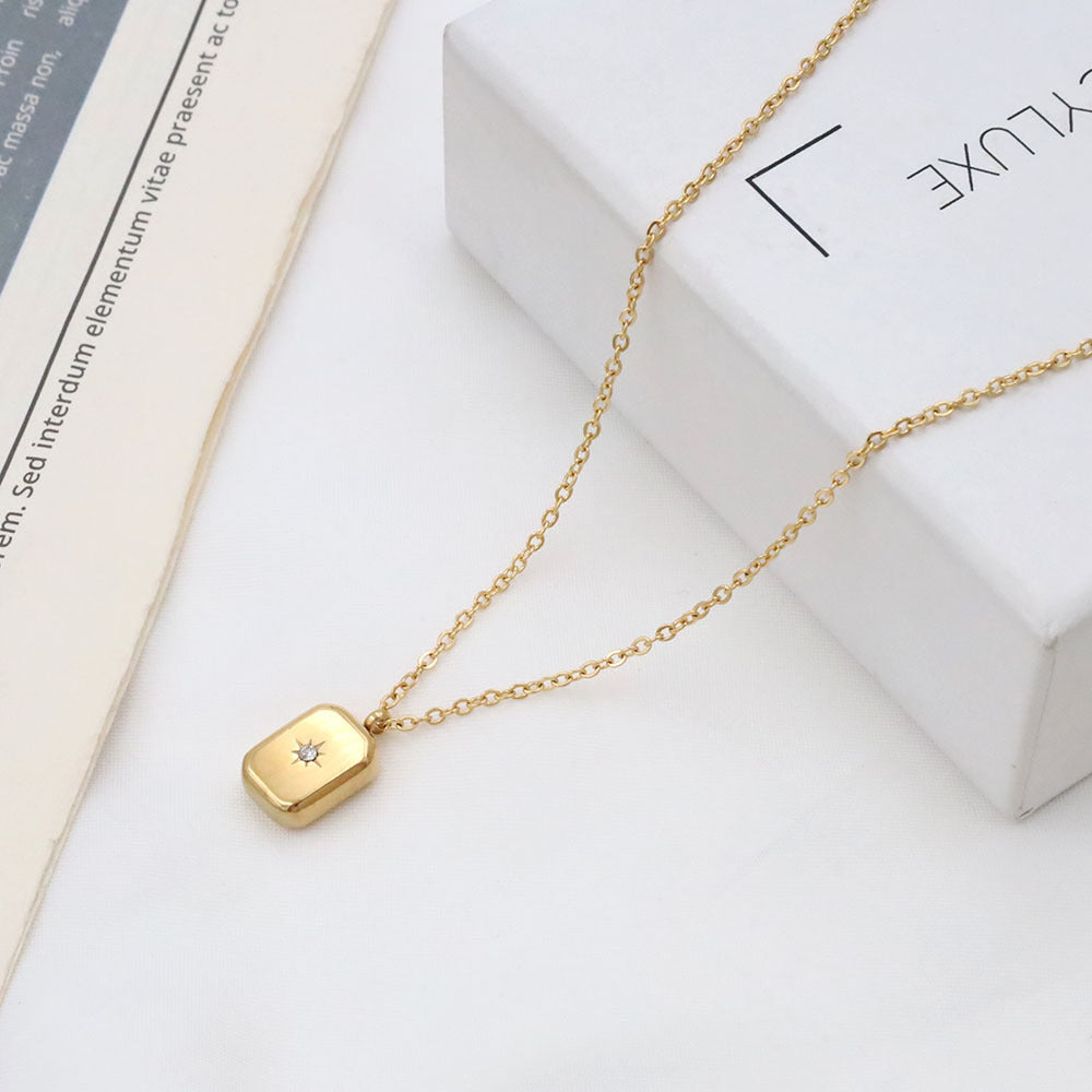 Stainless steel gold-plated gold brick necklace MYA-XuanJ030