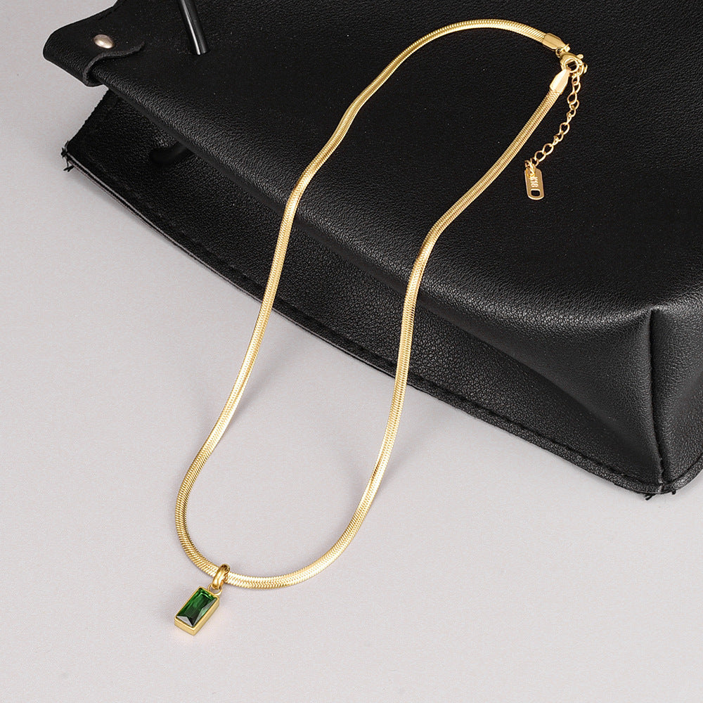 Titanium Steel Gold Plated Snake Bone Chain Clavicle Chain Necklace MIC-YiS004