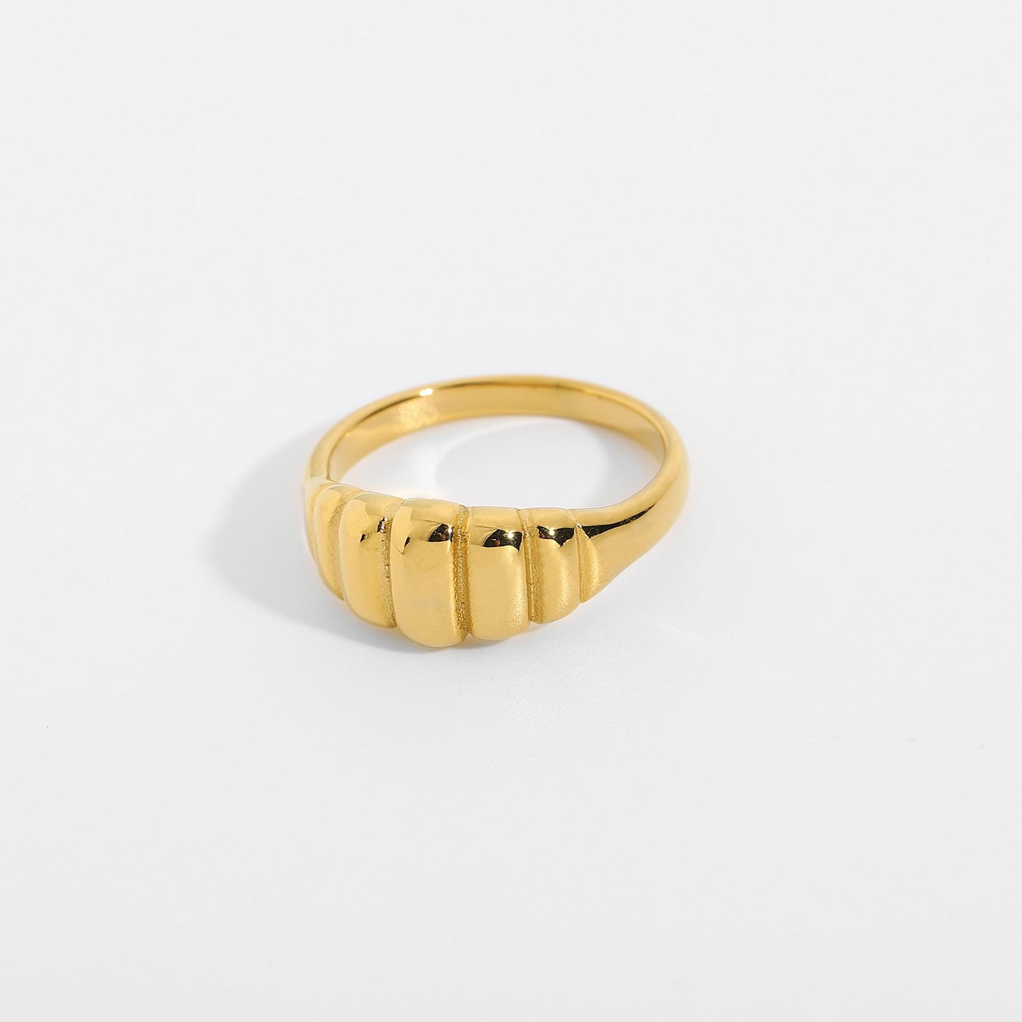 Gold Plated Stainless Steel Croissant Ring MIC-JieD001