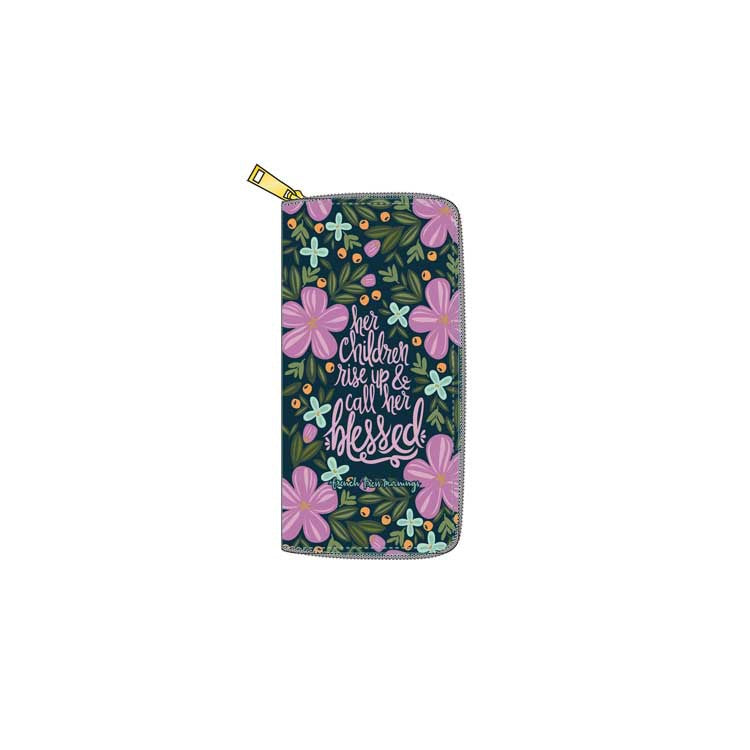 flower PU long zipper wallet DengX020